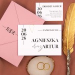 Minimalistyczne zaproszenia ślubne otwierane na cztery części - Black&White